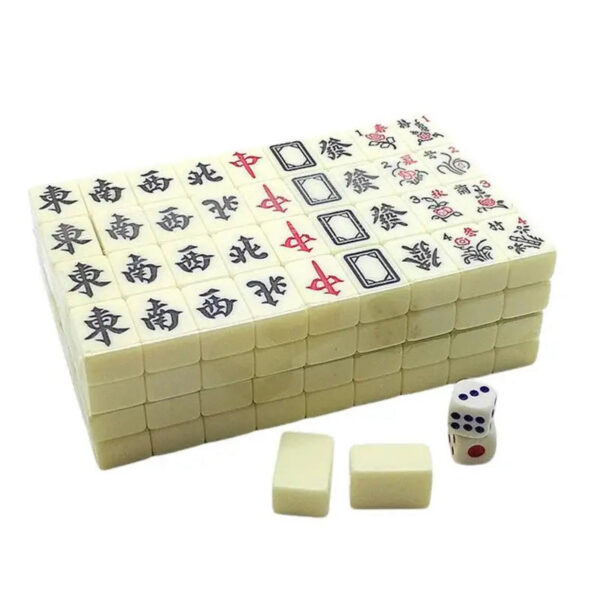 c9116c8d115a3ea4 Mahjong Set 144 White Engraved Mini Tiles Gathering For Chinese Style Game Play Family Leisure Time