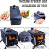 Fitinhot Camp Wood Stove, Tent Wood Burning Stoves Portable with Chimney Pipes, Upgraded Titanium Surface Camping Stove, Heat Resistant Glass & Gloves for Outdoor (Black)