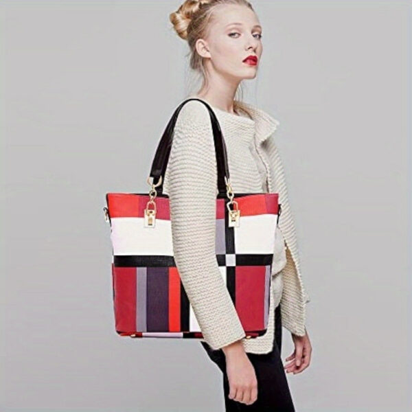 c91a5f100d2b32f0 6-Pcs Womens Handbags Tote Bags Shoulder Bag Leather Purses Satchel Bag Top-Handle Handbag Crossbody Bag Wallet Clutch