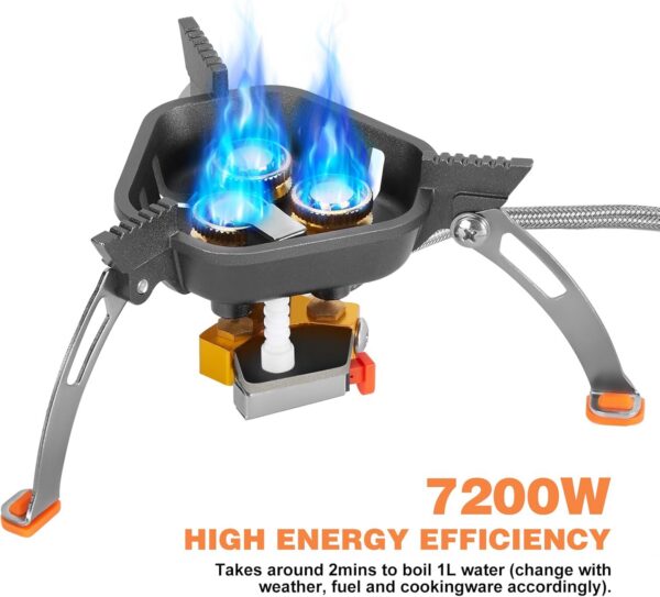 c92030814be13b33 WADEO 7200W Windproof Camping Stove, Camping Gas Stove with Piezo Ignition and Butane Adapter, Portable Camp Stove Burner for Outdoor Backpacking Hiking and Picnic