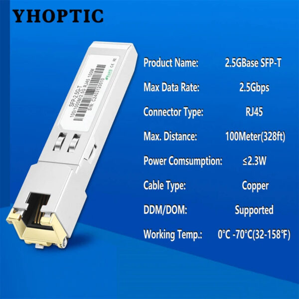 c92ba0339ec09b2b Gigabit SFP + to Rj45 10G/2.5G 30m/100m Copper Modules, Optical Module, Compatible for Cisco, Mikrotik, Ethernet Optic Switch