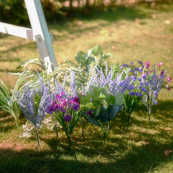 c945eda85fb4036c PARTY JOY 18 Bunches Fake Plants Outdoor, Fake Bushes UV Resistant Artificial Flowers Hydrangea Flowers Greenery Shrubs Faux Greenery for Outdoor Garden Patio Front Porch Yard Decor