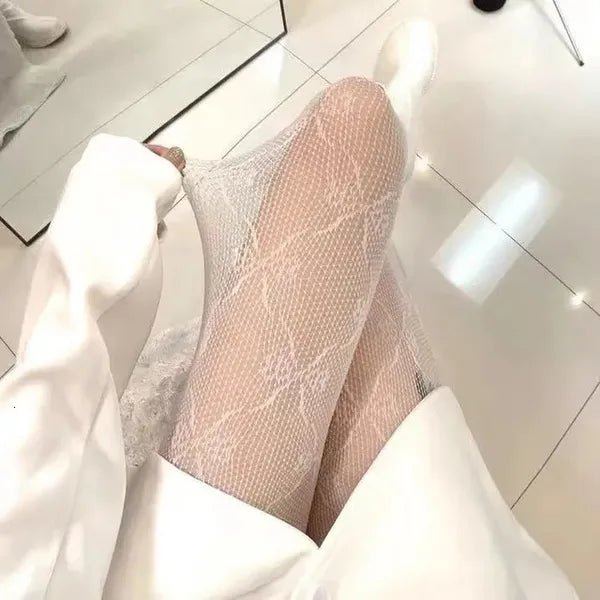 c96654102ff15eeb Love Flower Mesh Kawaii Japanese Girls Lolita Ins Stockings Cute White Pantyhose Spring Summer Ultrathin Transparent Hosiery 240111