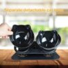 c96e4f0ee18194ab Cat Food Bowls Elevated Cat Bowls Tilted 15° Plastic Cat Dishes Double Raised Cat Bowl with Non-Slip Rubber Base Stand for Cats (Black)
