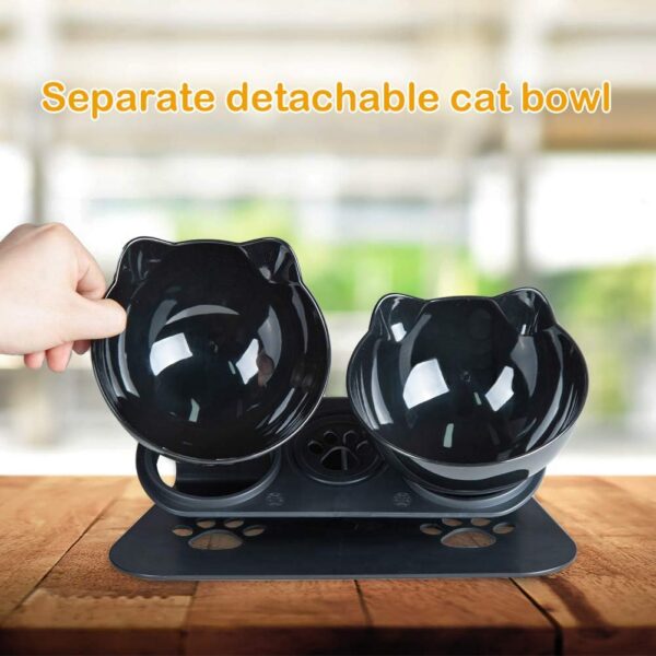 c96e4f0ee18194ab Cat Food Bowls Elevated Cat Bowls Tilted 15° Plastic Cat Dishes Double Raised Cat Bowl with Non-Slip Rubber Base Stand for Cats (Black)