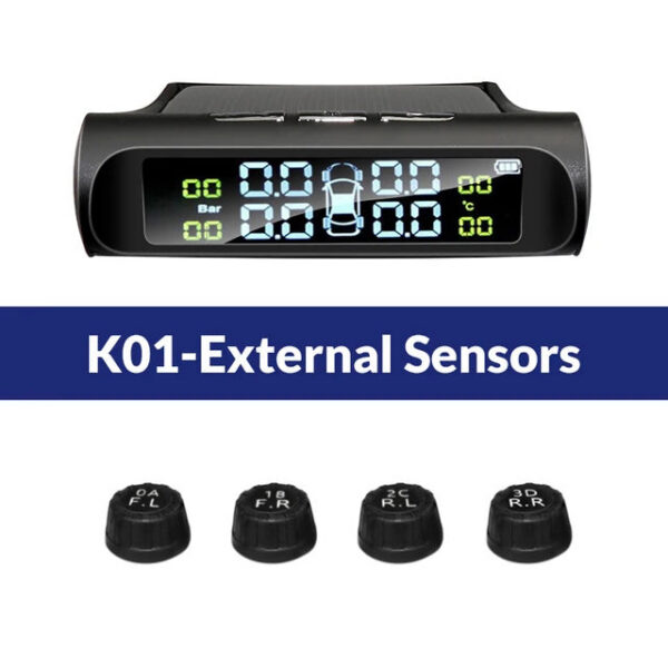 Smart TPMS Car Tire Alarm Monitor System 4 Sensors Display Solar Intelligent Tyre Pressure Temperature Warning