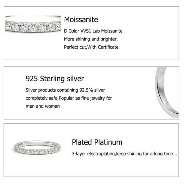 c9885e2371e03308 Test Passed Moissanite Matching Wedding Diamond Band for Women Sterling Sier Female Crown Single Tail Ring