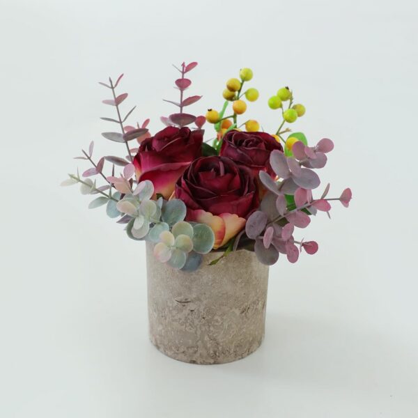 c99bf9598a4f2fae Artificial Flowers Kit with Pot, Combination of Fake Silk Burgundy Red Roses and Greenery,Small Plant Potted Decor for Offices,Bookshelf,Bedroom, Living Room,Party,Wedding Decorations…