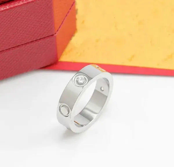 Original Engrave4 5 6mm Diamond Love Ring Gold Sier Rose 316L Stainless Steel Rings Woman Man Lover Wedding Jewelry Lady Party 6 7 8 9 10 11