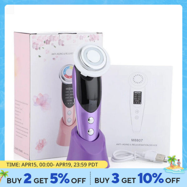 c9a664f948e5df04 7 in 1 Face Lift Devices EMS RF Microcurrent Skin Rejuvenation Women Facial Massager Light Therapy Anti Aging Wrinkle Beauty
