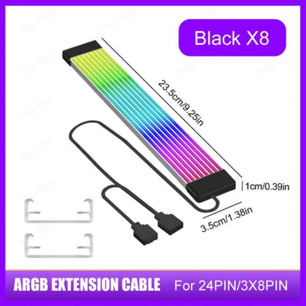 c9abcf8a6b8e502e 5V 3Pin ARGB Sync PC 8/24PIN Motherboard Power Extension Flexible LED Strip Light DIY Kit Video Card 8Pin 6PIN Cable