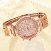 c9b4114b72ef1889 6PCS Set Rose Gold Watch Women Ring Necklace Earring Rhinestone Fashion Wristwatch Casual Ladies Bracelet Watches