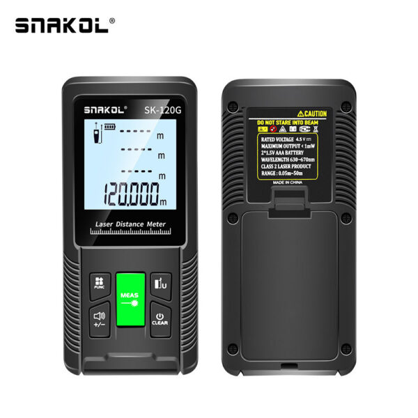 Snakol Tape Measure 120M Green Laser Distance Meter High Accuracy Roulette Multiple Measurement Functions Electronic Ruler