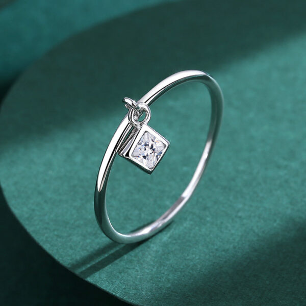 c9d0eb0692bf7fad NEW Simple Geometric Rhombus Couple Ring For Women Small Diamond Crystal Genuine Sterling Sier Anniversary Gift Jewelry