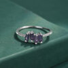 c9ef5b0e18f9eae8 NEW Trend Amethyst Rectangle Couple Rings For Women Purple Full Diamond Original Sterling S Sier Anniversary Gift Jewelry