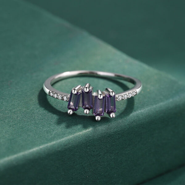 c9ef5b0e18f9eae8 NEW Trend Amethyst Rectangle Couple Rings For Women Purple Full Diamond Original Sterling S Sier Anniversary Gift Jewelry