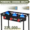ca255218c3acf763 2 Burner Gamping Stove with Windpanel& Side Shelves, Bag, Auto Ignition Button,Regulator,150,000 BTU Camping Stove Propane Burner for Outdoor BBQ&Backyard Cooking Camping Home