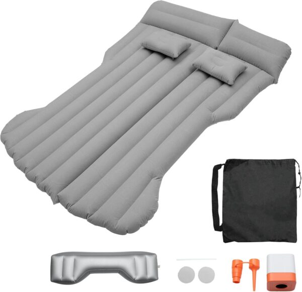 1 Set Car Air Mattress for Tesla Model Y Gray Inflatable Thickened Camping Bed Cushion Pillow Flocking Mattress