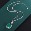 ca270551155b6d98 Vintage 20*23mm Emerald Pendant Tennis Chain Necklace for Women Lab Diamond tail Party Fine Jewelry Accessories Gift