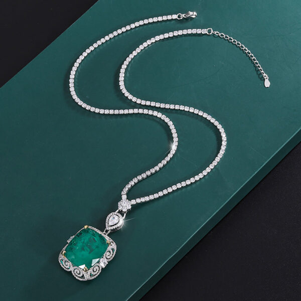 ca270551155b6d98 Vintage 20*23mm Emerald Pendant Tennis Chain Necklace for Women Lab Diamond tail Party Fine Jewelry Accessories Gift