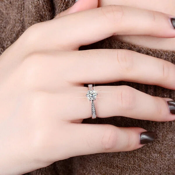ca61bf7d63943b25 NeeTim Real 3 Carat Moissanite Wedding Ring for Women Sterling Sier Round Brilliant Lab Diamond Engagement Rings Gift