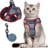 ca6a144c0e1d2f94 Cat Harness and Leash Set for Walking Escape Proof, Kitten Adjustable Small Large Lightweight Soft Vest Harness and Leash(Medium, Green)