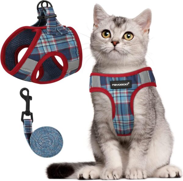 ca6a144c0e1d2f94 Cat Harness and Leash Set for Walking Escape Proof, Kitten Adjustable Small Large Lightweight Soft Vest Harness and Leash(Medium, Green)