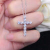 ca6c3548a82b9270 K.NOBSPIN 3mm Round Cut D VVS1 Moissanite Cross Pendants Necklace For Women Sterling Sier Christian Diamond Neck Chain