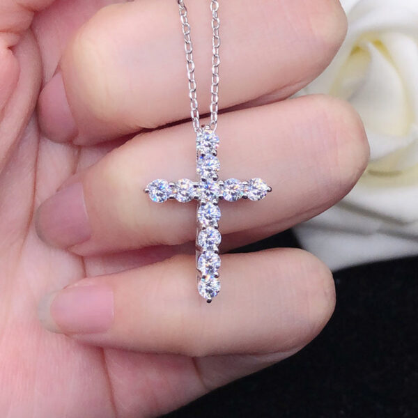 ca6c3548a82b9270 K.NOBSPIN 3mm Round Cut D VVS1 Moissanite Cross Pendants Necklace For Women Sterling Sier Christian Diamond Neck Chain