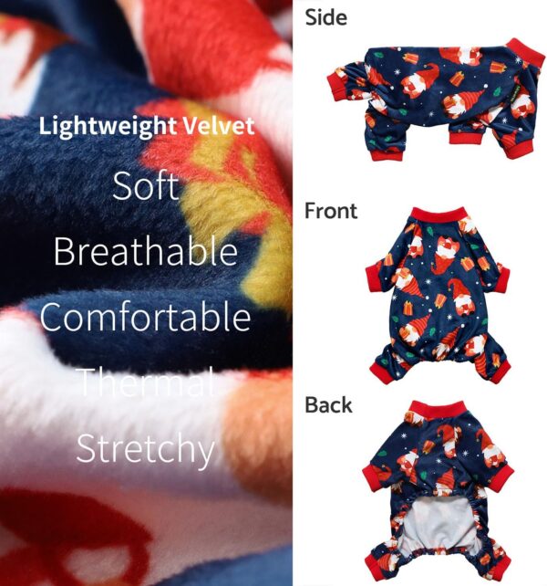 Gnome Dog Christmas Pajamas, Dog Winter Clothes for Small Dogs Girl, Lightweight Velvet Pet Jumpsuit, Cat Outfit, Black, Red, Small