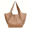 ca76dff52122468f Large Capacity Retro Tote Bag, Soft PU Leather Shoulder Bag, Stitching Handbag For Work Travel Shopping