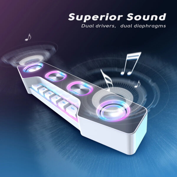 FIFINE Bluetooth RGB Gaming Speakers, Wireless/Wired Computer Speakers with Dynamic Lights for PC, Phone, Parties & Gaming - A16