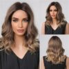 ca80f2788a9ee2ca HAIRCUBE Synthetic With Bangs Short Bob Pink Wigs Curly Wavy Shoulder Length Cosplay Daily Colorful Wig