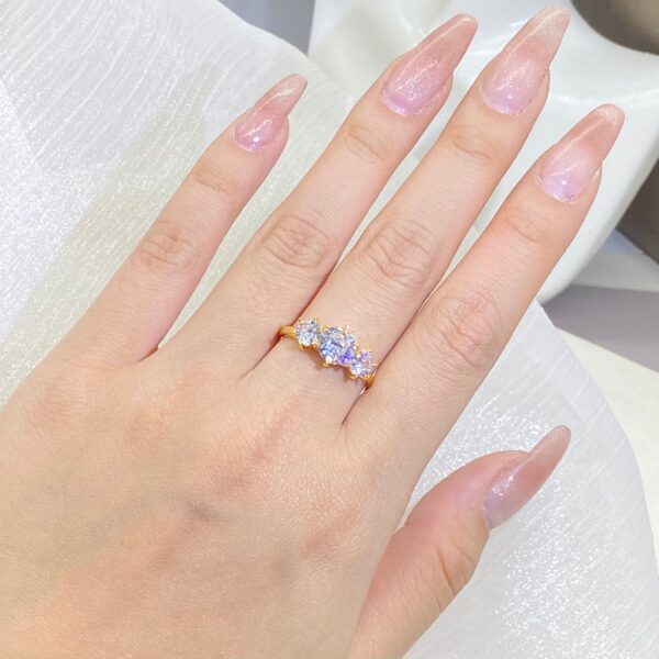 New Row Of Diamonds White Zirconia Gold Ring Female Stamp Fashion Wedding Party Jewelry Gift Wholesale