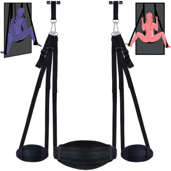 ca8b243a8c410208 BDSM Bondage Door Sex Swing with Seat, Adjustable Straps Door Restraints Things Adult Sex Toys for Couples,Holds Up To 300lbs