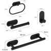 4PCS Wall Mount Toilet Towel Holder Adhesive Black Sier Kitchen Roll Paper Stand Hanging Napkin Rack Bathroom Set