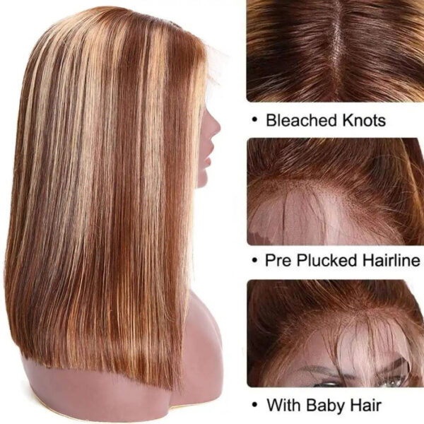 caa3d807e955e8f5 Highlight Pre Plucked Short Straight Bob Lace Front Human Hair Wigs Piano Cheap Wig On Clearance Seal