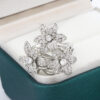 caabf735155f700c 2024 New High Pear Shaped Branch Zircon Stamp for Women's Fashion Flower Diamond Big Ring Party Birthday Gift