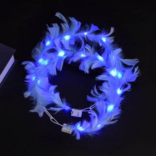 caaf7338e856543d Xmas LED Light-Up Angel 10 LEDs Feather Wreath Crown Headband Luminous Headdress For Women Girls Wedding Glow Party