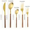 cabc61fa48494ea3 30pcs Stainless Steel Imitation Wooden Handle Cutlery Set Dinnerware Clamp Western Tableware Knife Fork Tea Spoon