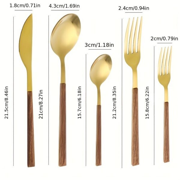 cabc61fa48494ea3 30pcs Stainless Steel Imitation Wooden Handle Cutlery Set Dinnerware Clamp Western Tableware Knife Fork Tea Spoon