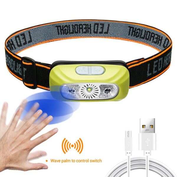 Mini Rechargeable Powerful Sensor Headlamp Fishing Camping USB Flashlight COB LED Head Light Torch Headlights Front Lantern