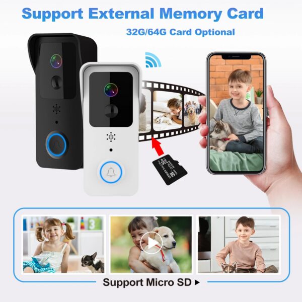 cacb6009b4a75382 5G 2.4G WiFi Video Doorbell 1080P Tuya Smart Outdoor Wireless Intercom Waterproof Wireless Camera with AC/DC Power Ringing Bell
