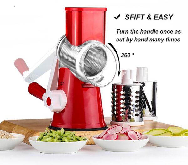 Rotary Cheese Grater Shredder Chopper Round Tumbling Box Mandoline Slicer Nut Gr
