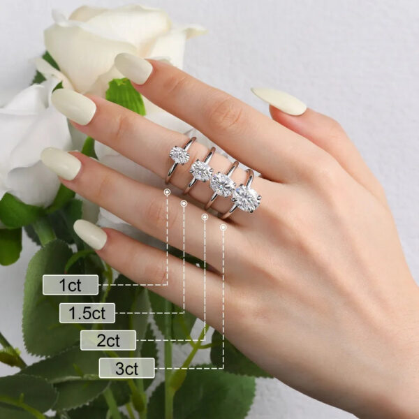 Engagement Rings for Women Moissanite Solitaire Ring Sterling Sier 1-3ct Oval Cut D Color VVSI Lab Diamond Bands Jewelry