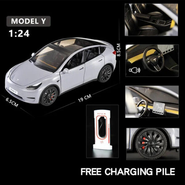 cadc17d9229ee928 1:24 Tesla Y 3 S Metal Alloy Diecast Model Sound And Light Children's Toy Collectibles Birthday Gifts