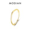 MODIAN 925 Sterling Silver Simple Geometric Line Twisted Ring Trendy Stackable Gold Color Fine Jewelry For Women Party Gifts