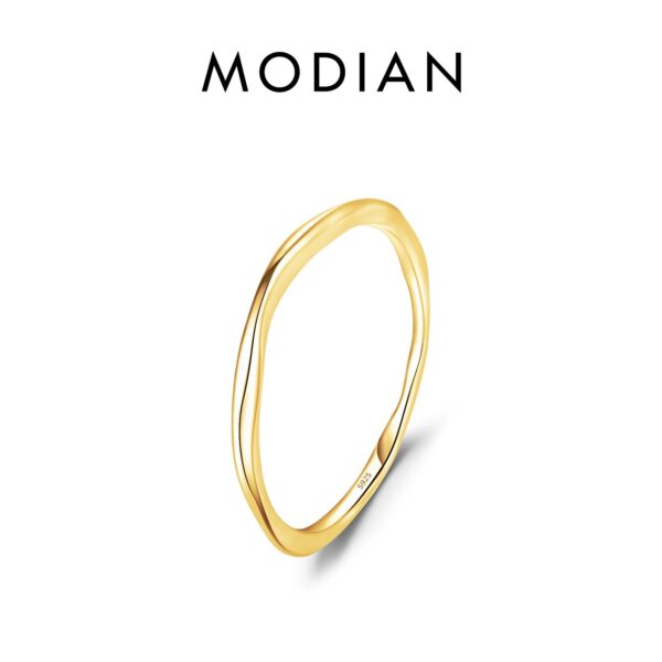 MODIAN 925 Sterling Silver Simple Geometric Line Twisted Ring Trendy Stackable Gold Color Fine Jewelry For Women Party Gifts