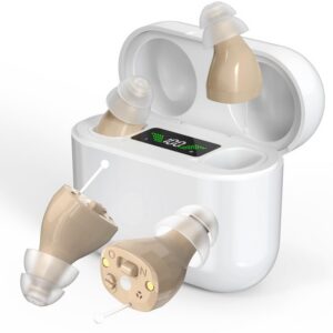 cb01d21109728564 Aids, Newest 2- Channel Digital Rechargeable Aids Charging Box Indicating Remaining Power, Invisible Personal Sound Hearing Amplifier with Intelligent Noise Reduction (Beige)