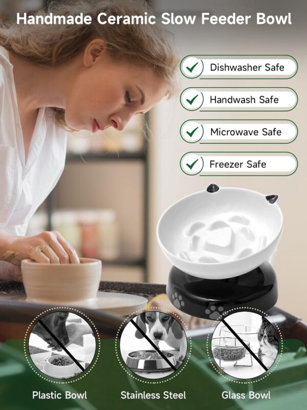 Y YHY Slow Feeder, Elevated Food Bowl Tilted Design for Dog and Cat for Dry and Wet Food